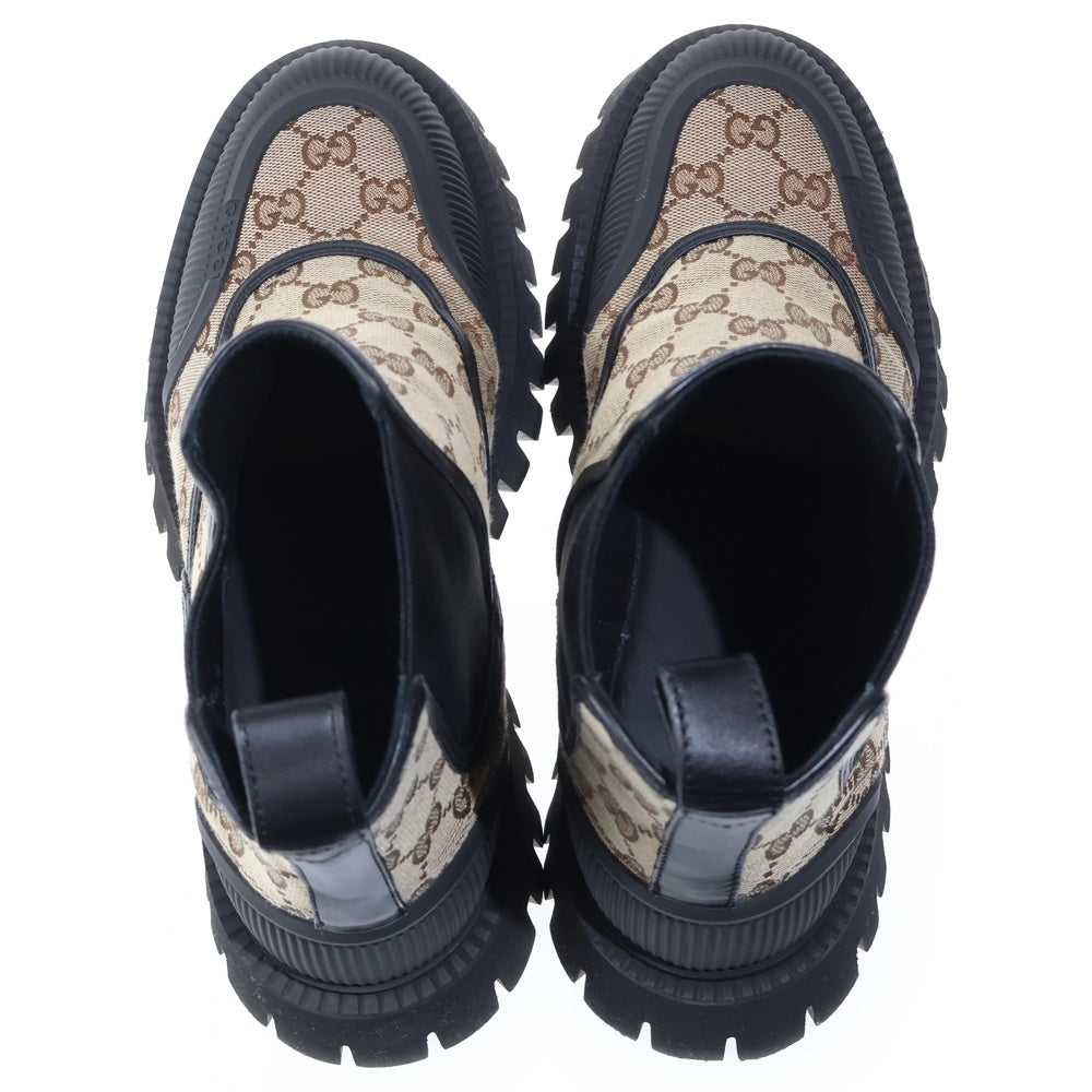 GUCCI(グッチ) GGキャンバス レザー シャークソール サイドゴアブーツ 739777
