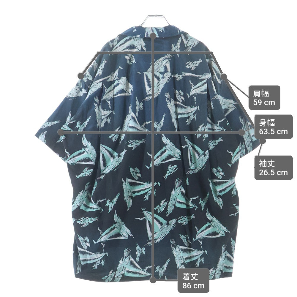 MAISON MIHARAYASUHIRO(メゾンミハラヤスヒロ) 25SS Vintage Like Aloha Short-Sleeve Shirt 半袖アロハシャツ ブラック/グリーン J14SH187