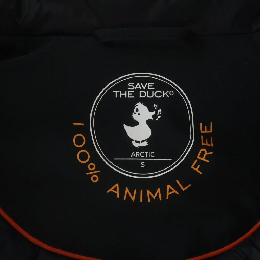 SAVE THE DUCK(セーブダック) ポリエステル ナイロン ジップアップ フーデット パデングジャケット ブラック P39340M