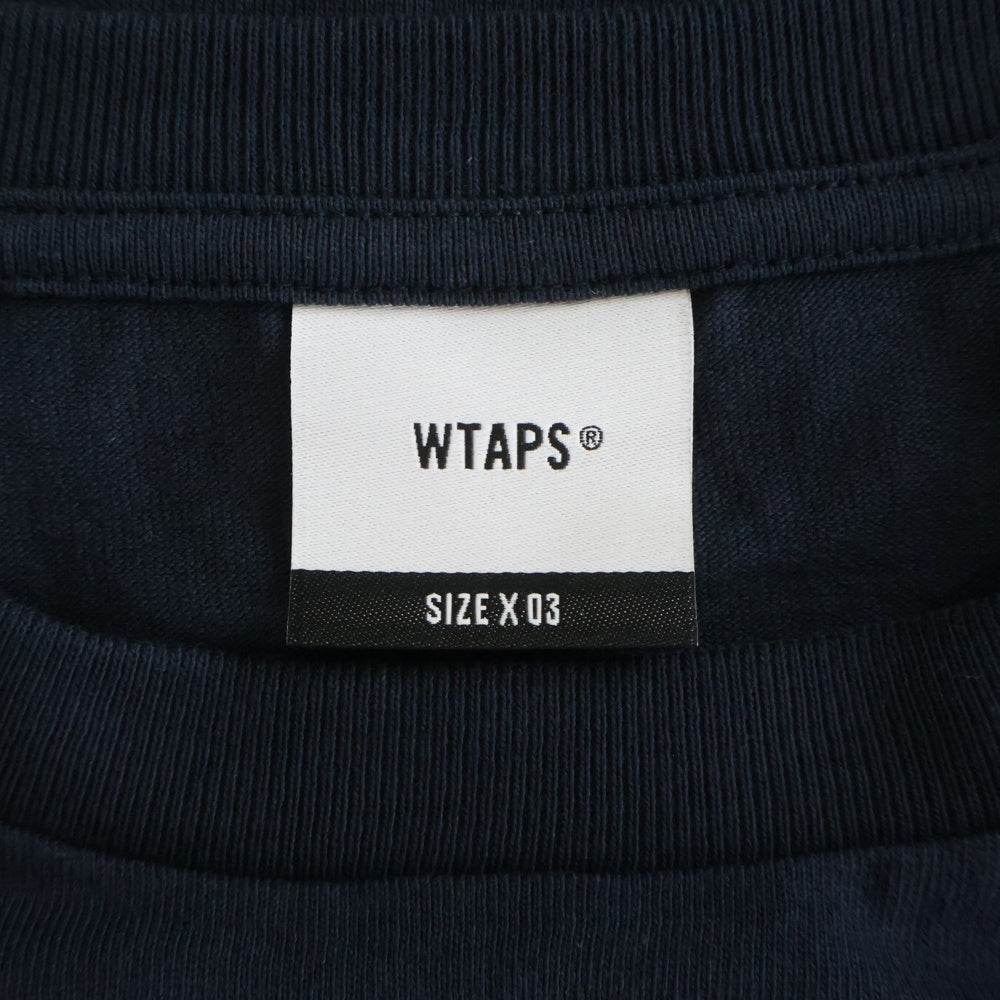 WTAPS(ダブルタップス) 25SS HG SS COTTON ロゴプリント クルーネック 半袖Tシャツ カットソー ネイビー 251ATDT-STM07S