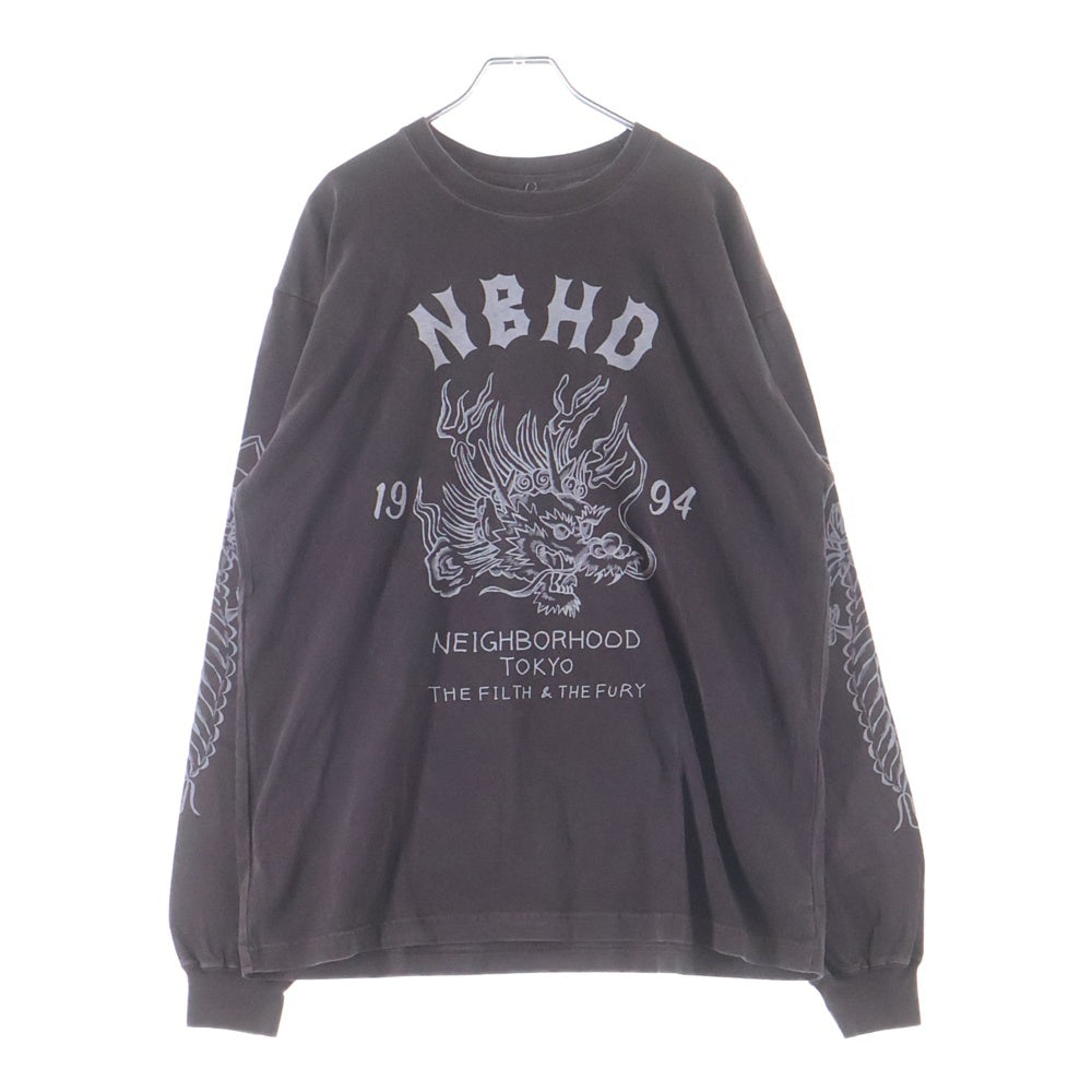 NEIGHBORHOOD(ネイバーフッド) 25AW NH . TEE LS-14 両面プリント クルーネック 長袖Tシャツ カットソー ブラウン 252PCNH-LT14