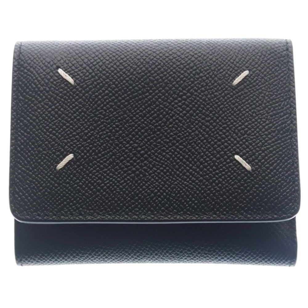 Maison Margiela(メゾンマルジェラ) 4ステッチ カーフレザー コンパクトウォレット 三折財布 ブラック SA3UI0017 P4745 T8013 レディース