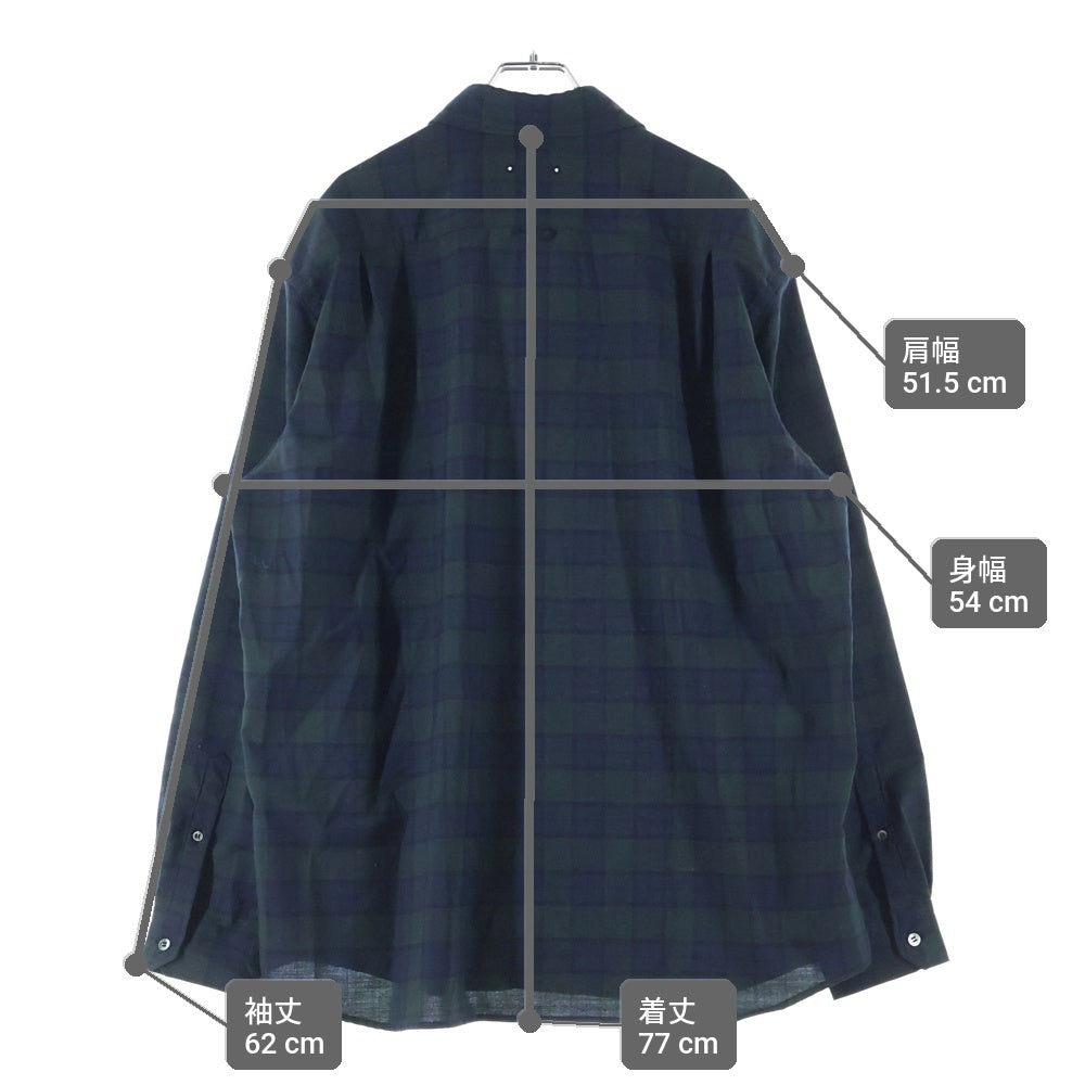 SOPHNET.(ソフネット) 26SS TROPICAL CHECK RELAX-FIT SHIRT トロピカル リラックスフィット 長袖チェックシャツ グリーン SPNT-260028