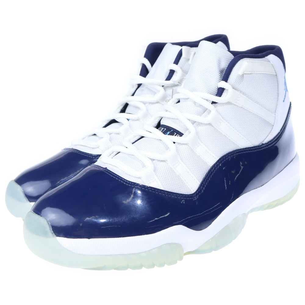NIKE(ナイキ) AIR JORDAN 11 RETRO UNC WIN LIKE 82 エアジョーダン11 レトロ UNCウィンライク82 ハイカットスニーカー ホワイト/ネイビー US12/30cm 378037-123