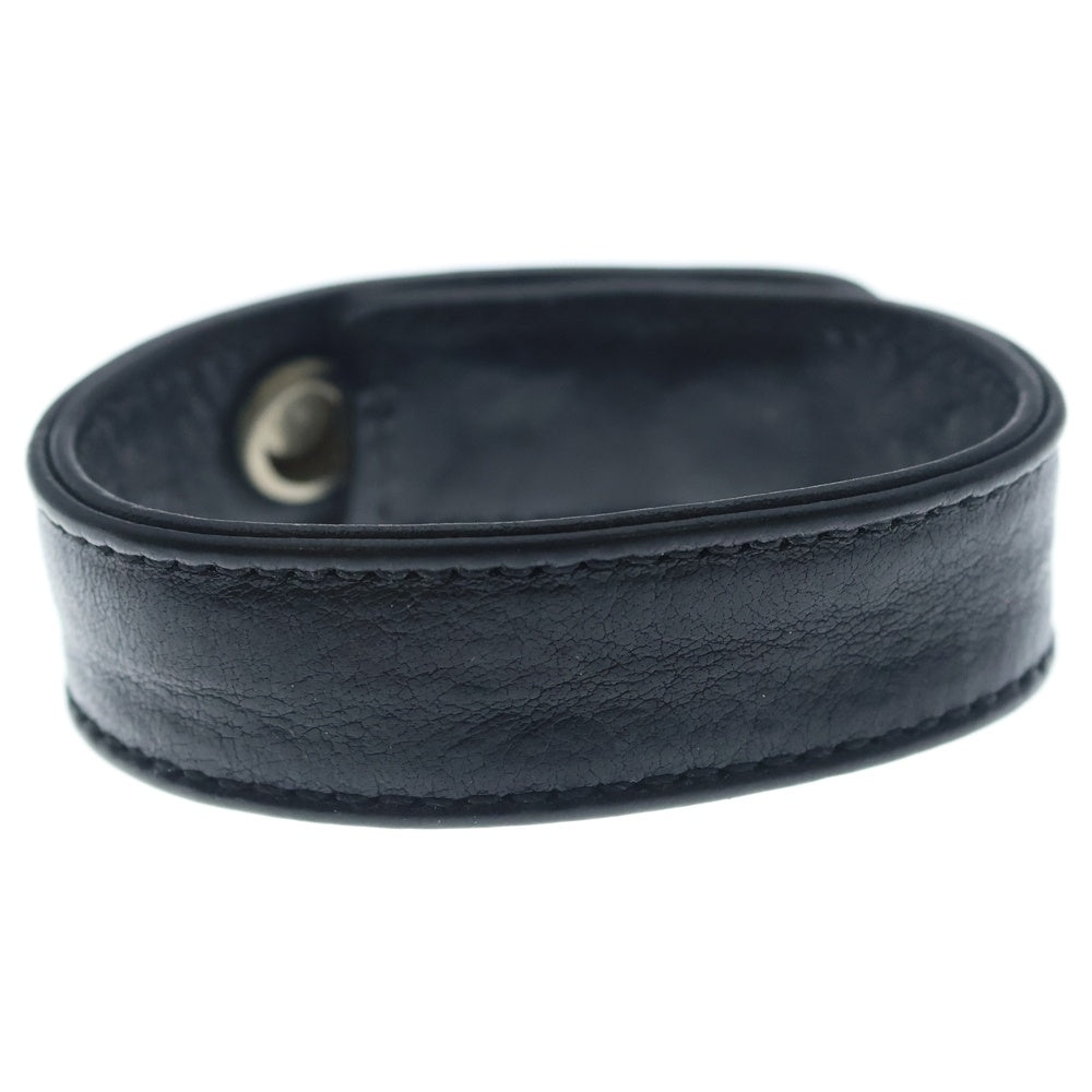 CHROME HEARTS(クロムハーツ) 3BTN 2SNP クロスボール 3ボタン2スナップ レザーブレスレット ブラック/シルバー BCA123