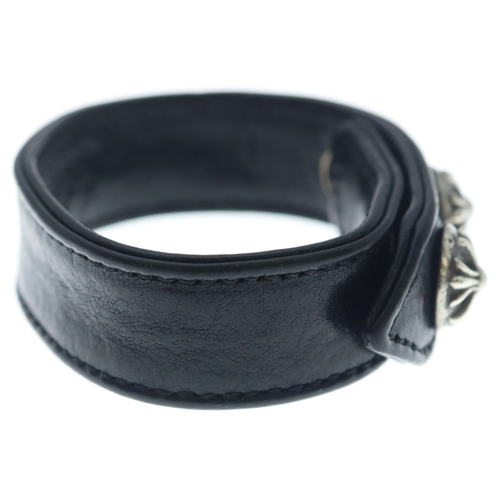 CHROME HEARTS(クロムハーツ) 3BTN 2SNP クロスボール 3ボタン2スナップ レザーブレスレット ブラック/シルバー BCA123