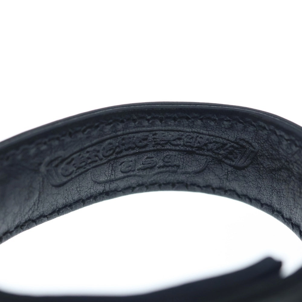 CHROME HEARTS(クロムハーツ) 3BTN 2SNP クロスボール 3ボタン2スナップ レザーブレスレット ブラック/シルバー BCA123