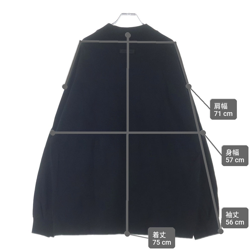 FEAR OF GOD ESSENTIALS(フィアオブゴッド エッセンシャルズ) フロントロゴ ドロップショルダー モックネック ロングスリーブ 長袖Tシャツ カットソー ブラック