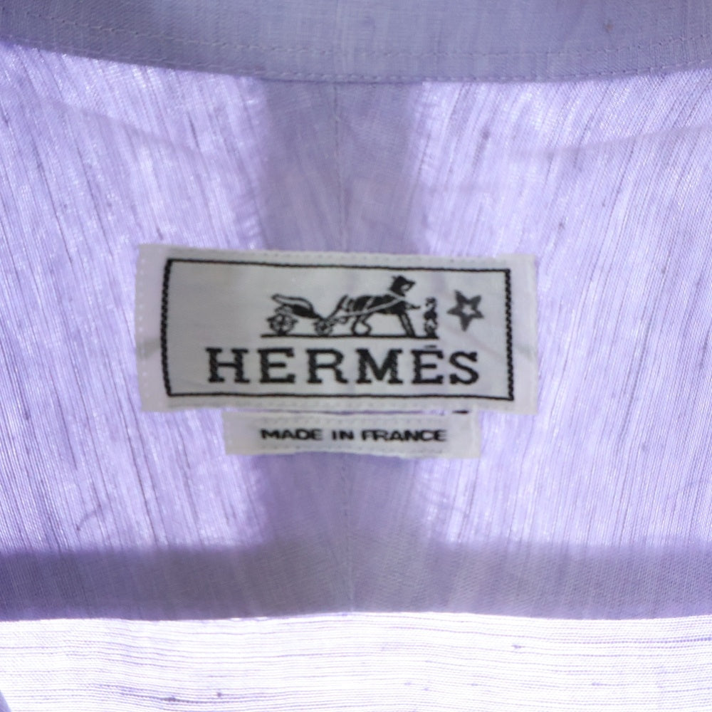 HERMES(エルメス) フランス製 リネン混 ロングスリーブ コットンシャツ パープル
