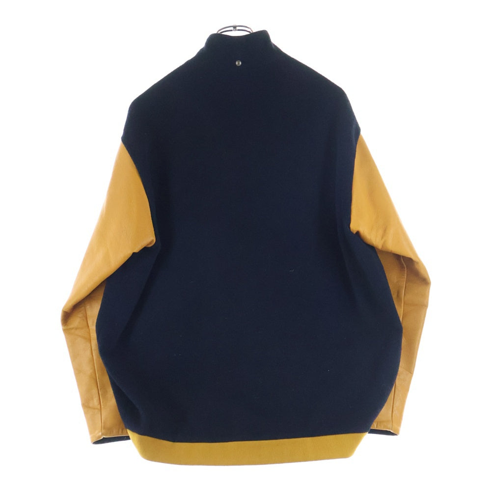the Sakaki(ザ サカキ) Stadium Jumper スタジアムジャンパー ウール レザー切り替え ブルゾン ジャケット ネイビー/イエロー