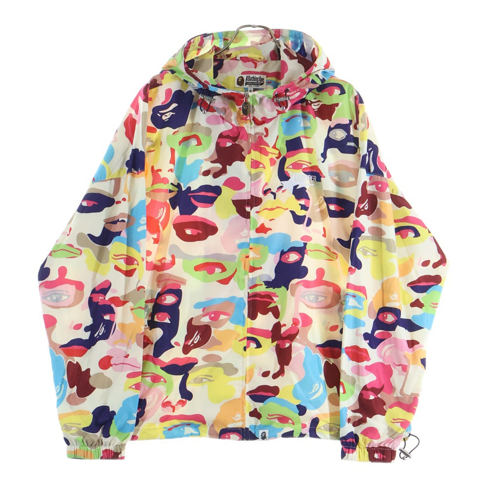 A BATHING APE(アベイシングエイプ) ×KIDSUPER CAMO LIGHTWEIGHT JACKET キッドスーパー カモ総柄 ライトウェイト フーデッドナイロンジャケット マルチカラー 001LJL231904C