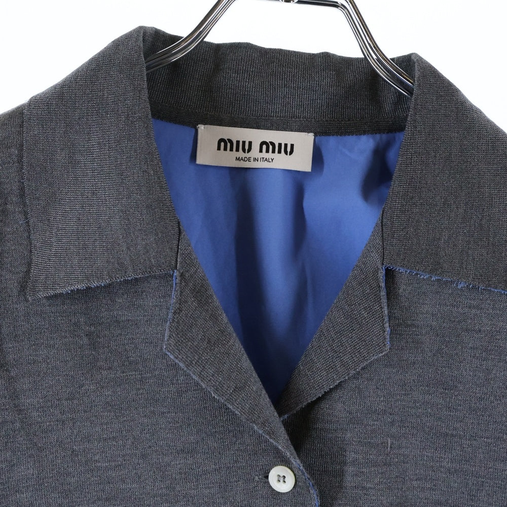 miumiu(ミュウミュウ) 24AW Camicie Maglia Popeline Shirt カミーチェ マグリアポプリン オープンカラー長袖シャツ レディース グレー/ブルー MK1890 S000 15Q9