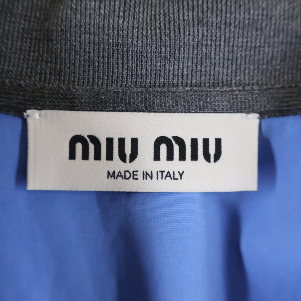 miumiu(ミュウミュウ) 24AW Camicie Maglia Popeline Shirt カミーチェ マグリアポプリン オープンカラー長袖シャツ レディース グレー/ブルー MK1890 S000 15Q9