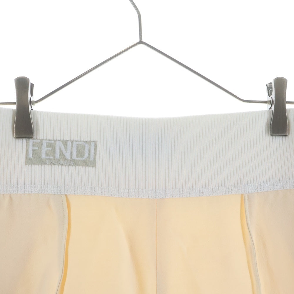 FENDI(フェンディ) センタープリーツ ウエストロゴ ストレッチテーパードパンツ ベージュ FR6128