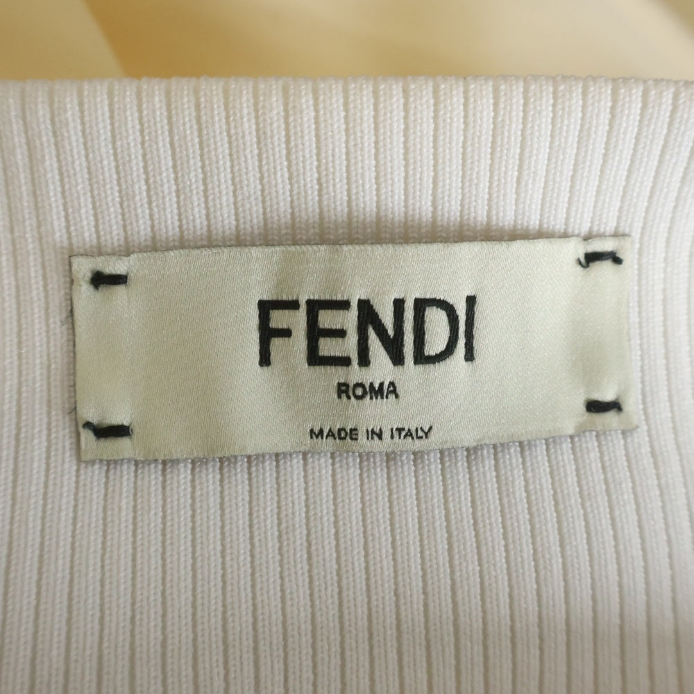 FENDI(フェンディ) センタープリーツ ウエストロゴ ストレッチテーパードパンツ ベージュ FR6128