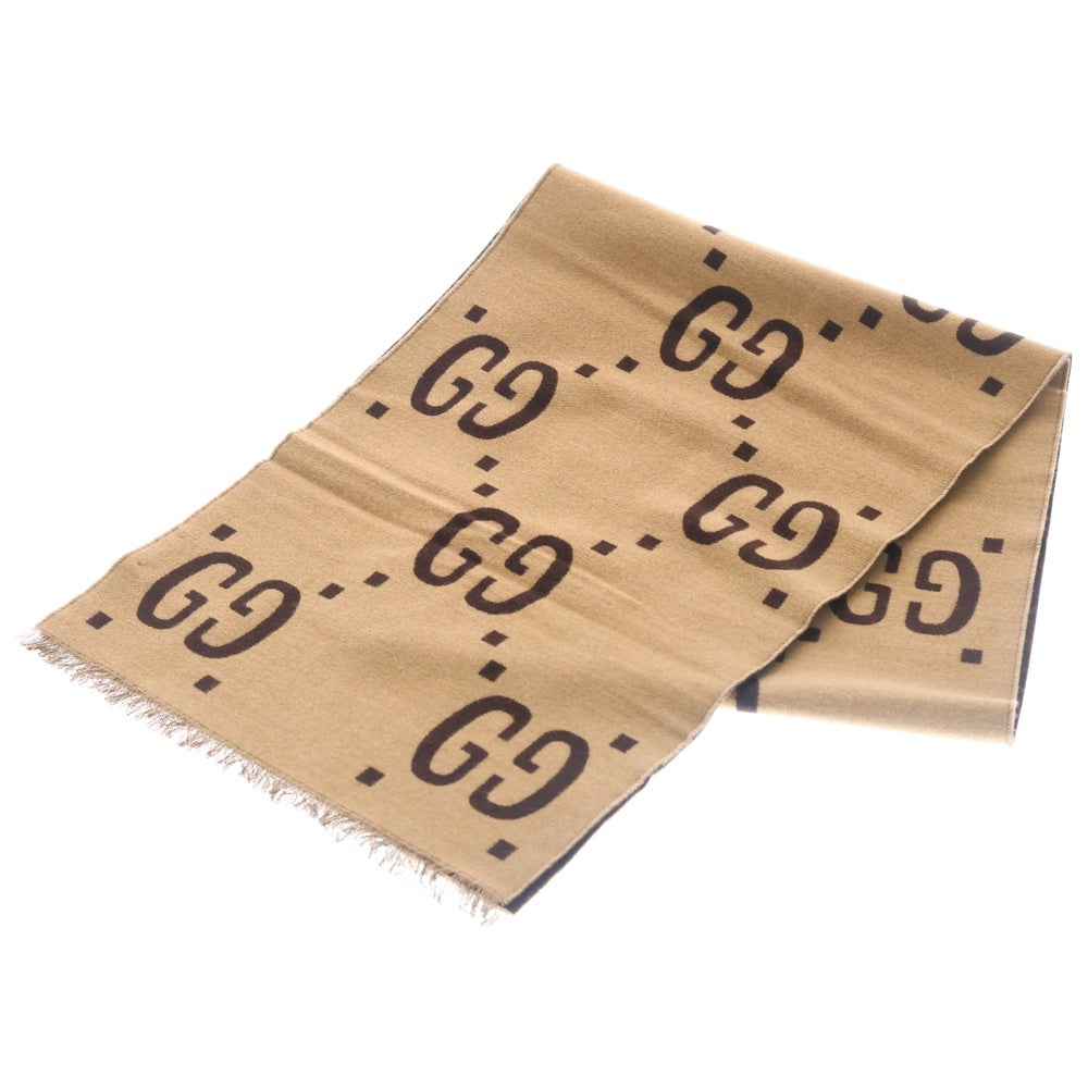 GUCCI(グッチ) GGジャカード ウールシルク スカーフ フリンジマフラー ブラウン 495592 4G350 レディース
