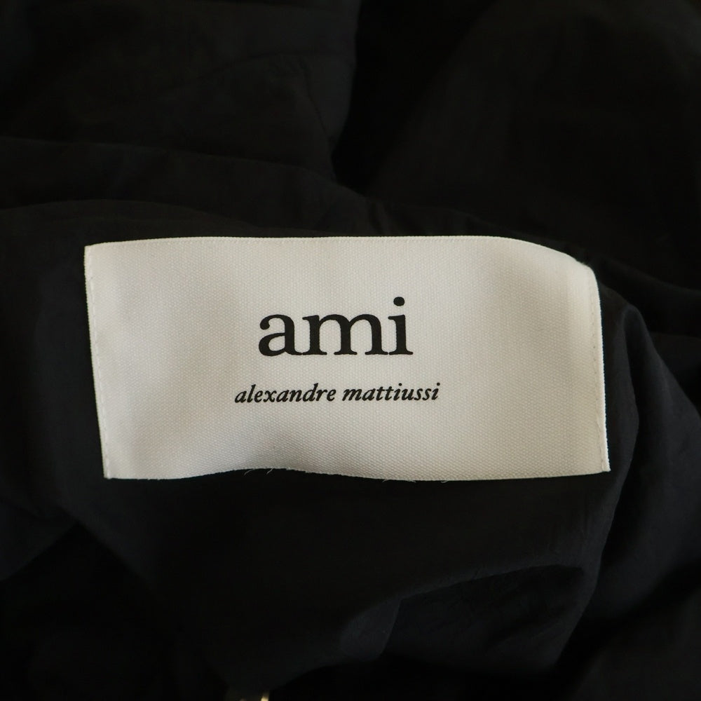 AMI Alexandre Mattiussi(アミアレクサンドルマテュッシ) ロゴプリント ジップアップ ウィンドブレーカー ナイロンジャケット ブラック HJK051PA0009