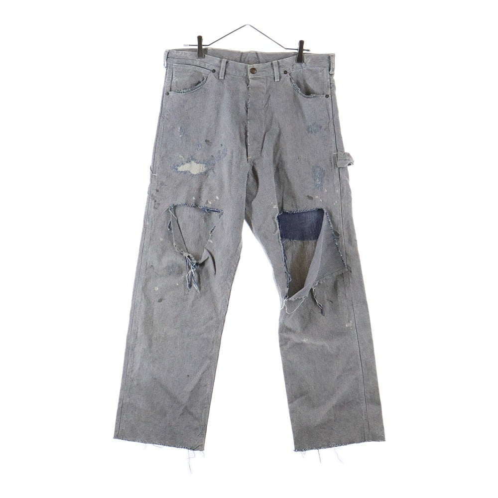 SAINT MICHAEL(セントマイケル) 24SS DENIM PANTS/HICKORY ヒッコリー ストライプ ダメージデニムパンツ インディゴ SM-YS8-0000-052