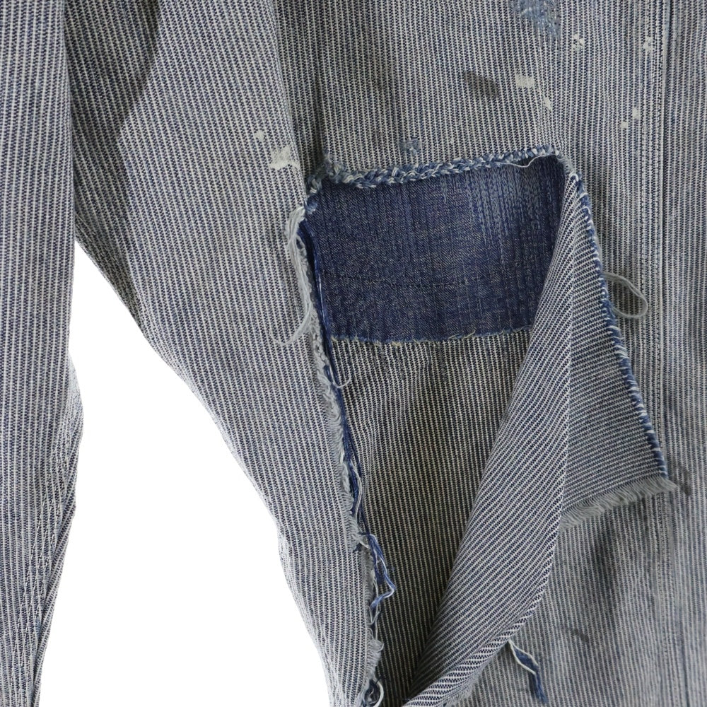 SAINT MICHAEL(セントマイケル) 24SS DENIM PANTS/HICKORY ヒッコリー ストライプ ダメージデニムパンツ インディゴ SM-YS8-0000-052
