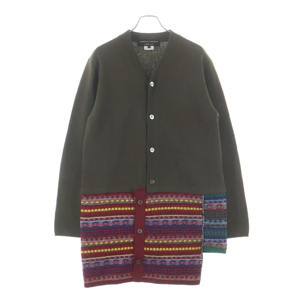 COMME des GARCONS HOMME PLUS(コムデギャルソンオムプリュス) 25AW AD2025 パッチワークデザイン ウールナイロンニット カーディガン カーキ/マルチカラー PP-N003