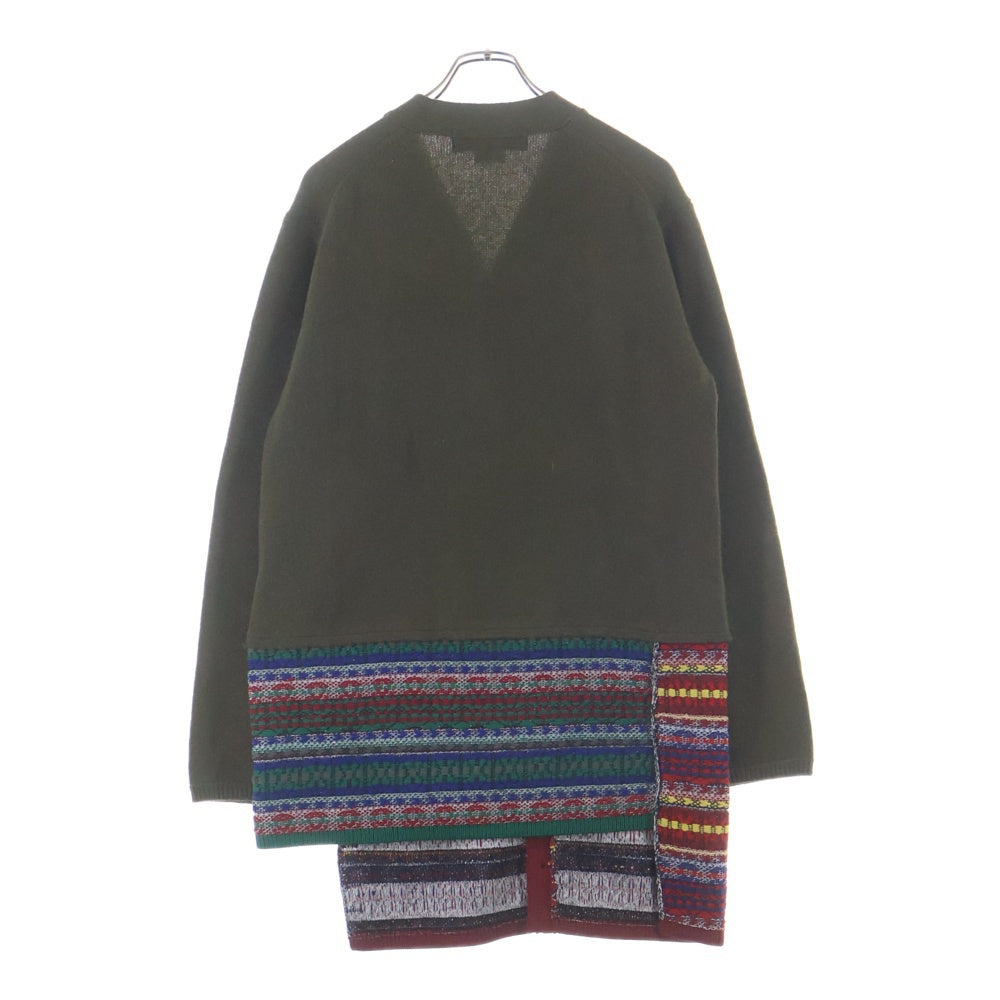 COMME des GARCONS HOMME PLUS(コムデギャルソンオムプリュス) 25AW AD2025 パッチワークデザイン ウールナイロンニット カーディガン カーキ/マルチカラー PP-N003