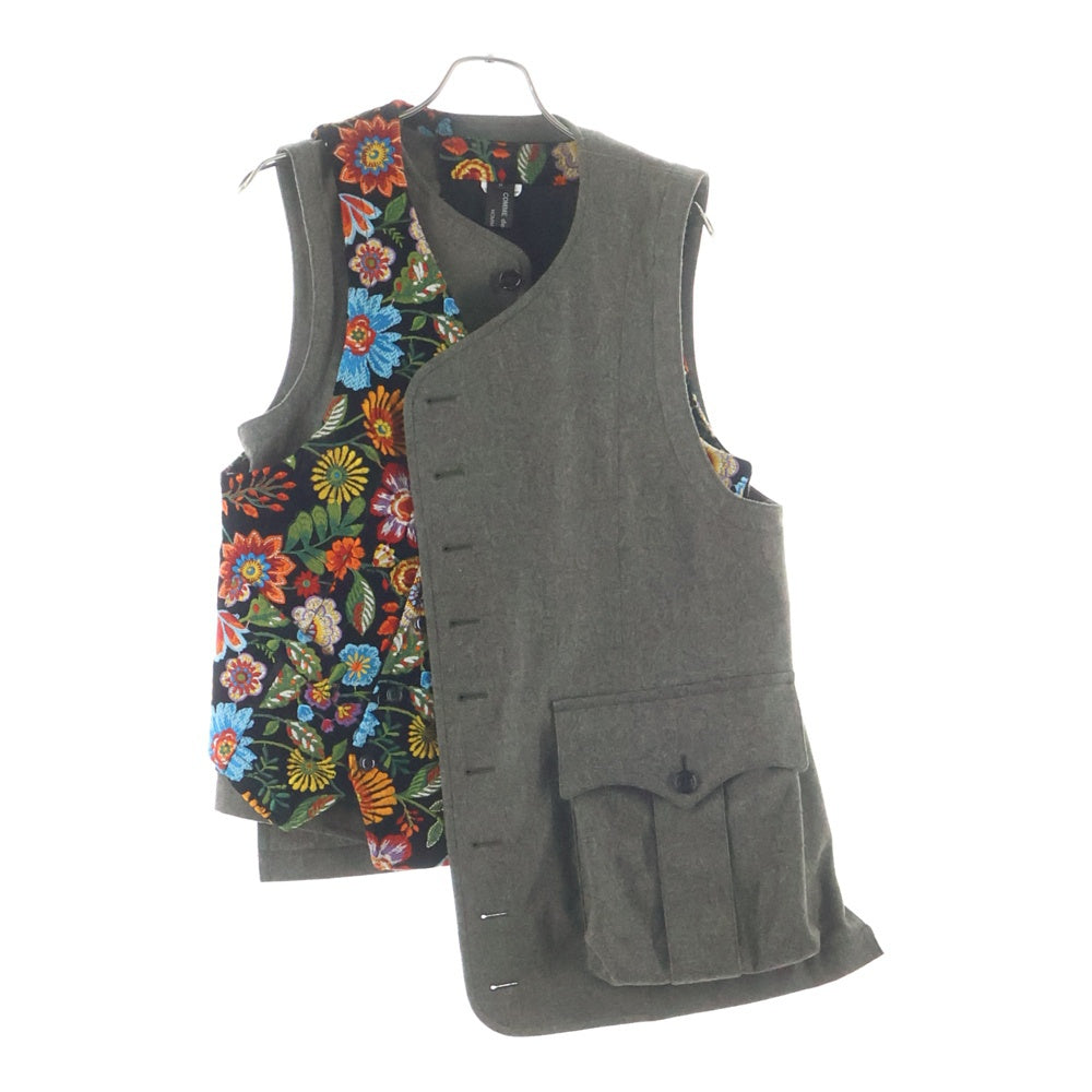 COMME des GARCONS HOMME PLUS(コムデギャルソンオムプリュス) 25AW AD2025 フローラル エンブロイダリー ドッキングジレベスト ブラック/カーキ PP-V003
