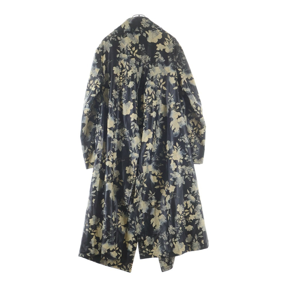COMME des GARCONS HOMME PLUS(コムデギャルソンオムプリュス) 25SS AD2024 フラワープリント フェイクレザー ステンカラーコート ジャケット ブラック/イエロー PO-C009
