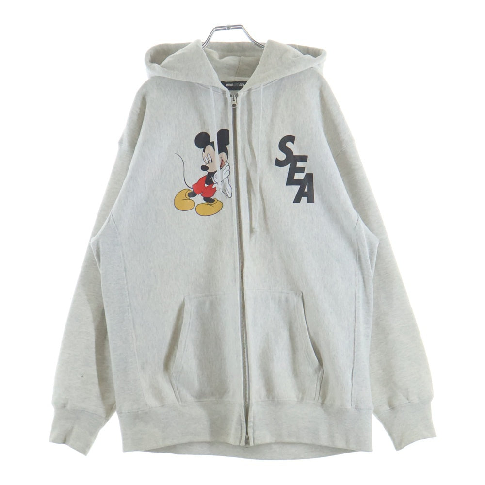 WIND AND SEA(ウィンダンシー) ×DISNEY ZIP UP HODDIE ディズニー プリント ジップアップフーディー パーカー グレー WDS-C-DCN-24-Q2-01