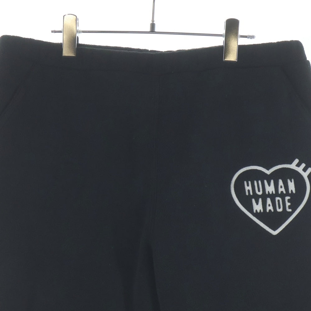 HUMAN MADE(ヒューマンメイド) FLEECE PANTS フリース ロゴエンブロイダリー ドローストリング ジョガーパンツ ブラック HM26PT021