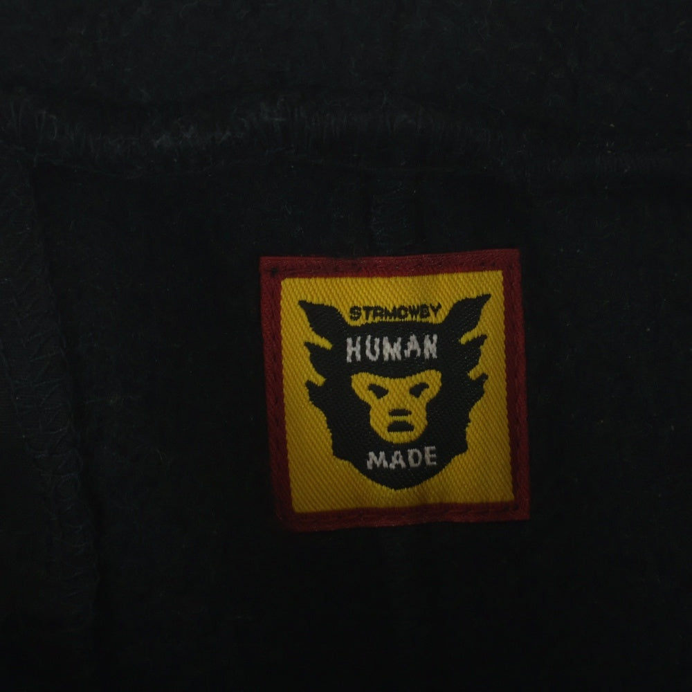 HUMAN MADE(ヒューマンメイド) FLEECE PANTS フリース ロゴエンブロイダリー ドローストリング ジョガーパンツ ブラック HM26PT021
