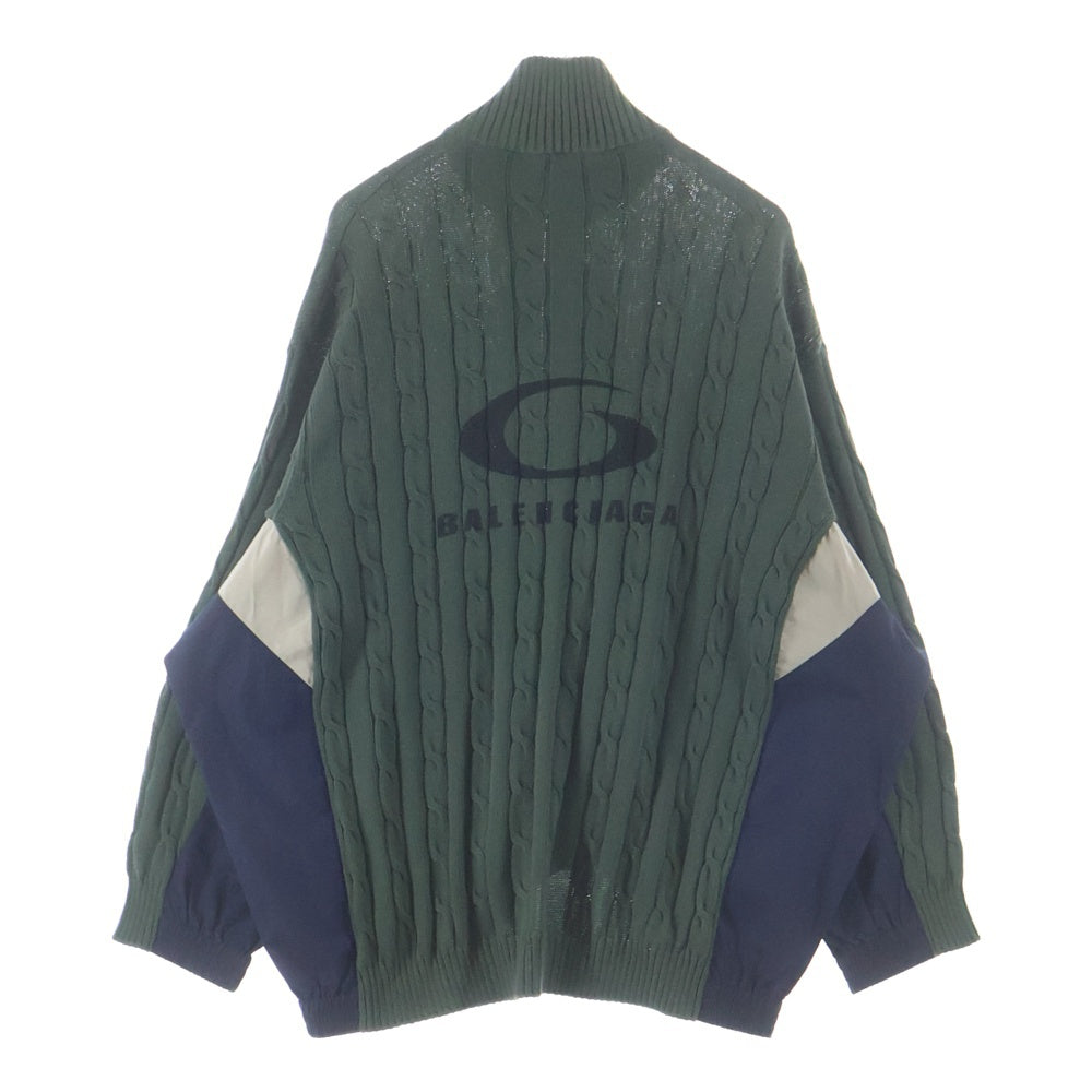 BALENCIAGA(バレンシアガ) HYBRID JACKET ドッキングデザイン バックロゴプリント コットンニット ダブルジップアップ ハイブリッドジャケット 856719 T3437
