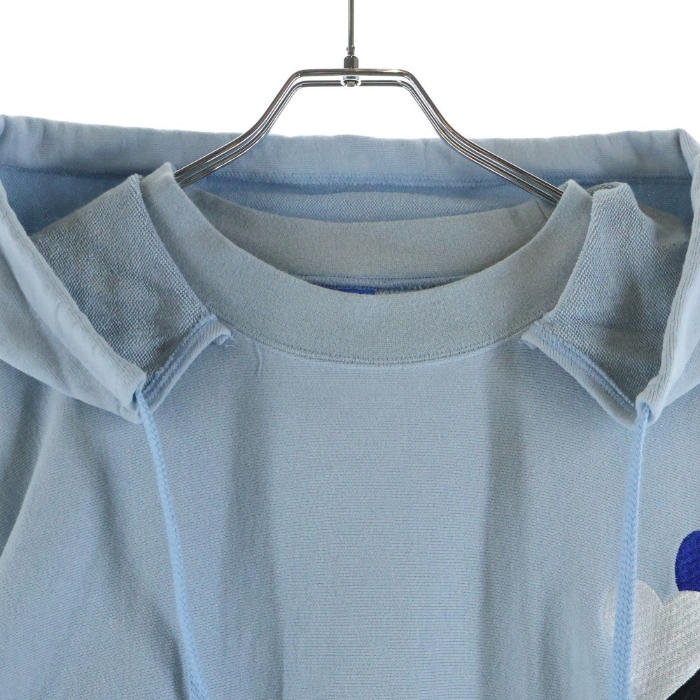 COIN PARKING DELIVERY(コインパーキングデリバリー) DOUBLE FACE HOODIE ロゴエンブロイダリー ダブルフェイスフーディ プルオーバースウェットパーカー ブルー