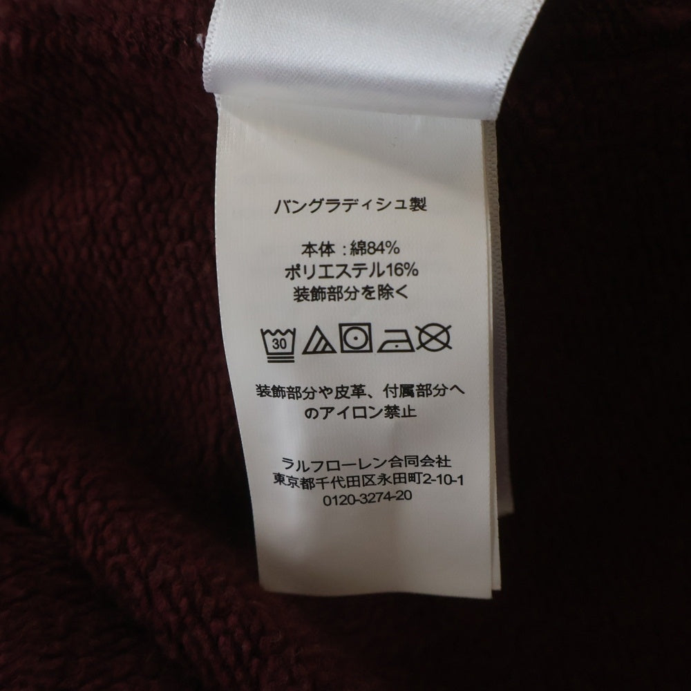 POLO RALPH LAUREN(ポロラルフローレン) ウォッシュ加工 カレッジロゴプリント コットン クルーネック スウェットトレーナー バーガンディ