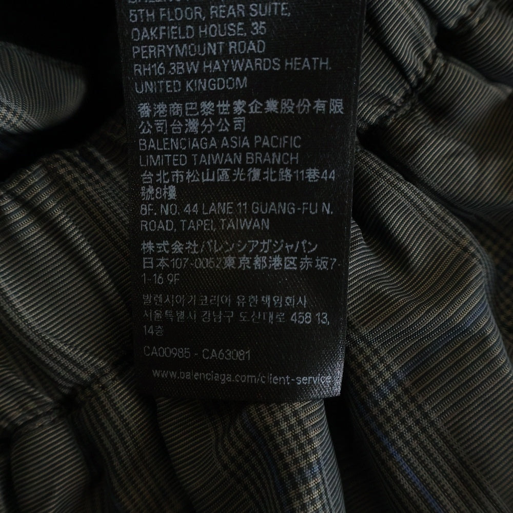 BALENCIAGA(バレンシアガ) GREY COTTON TRACKSUIT JACKET チェック柄 ロゴエンブロイダリー コットン トラックスーツ ジャケット グレー 843937 TS040
