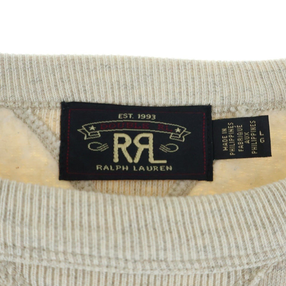 RRL(ダブルアールエル) LOGO FLEECE SWEATSHIRT ロゴプリント ヴィンテージ加工 フリース スウェットトレーナー 裏起毛 アイボリー