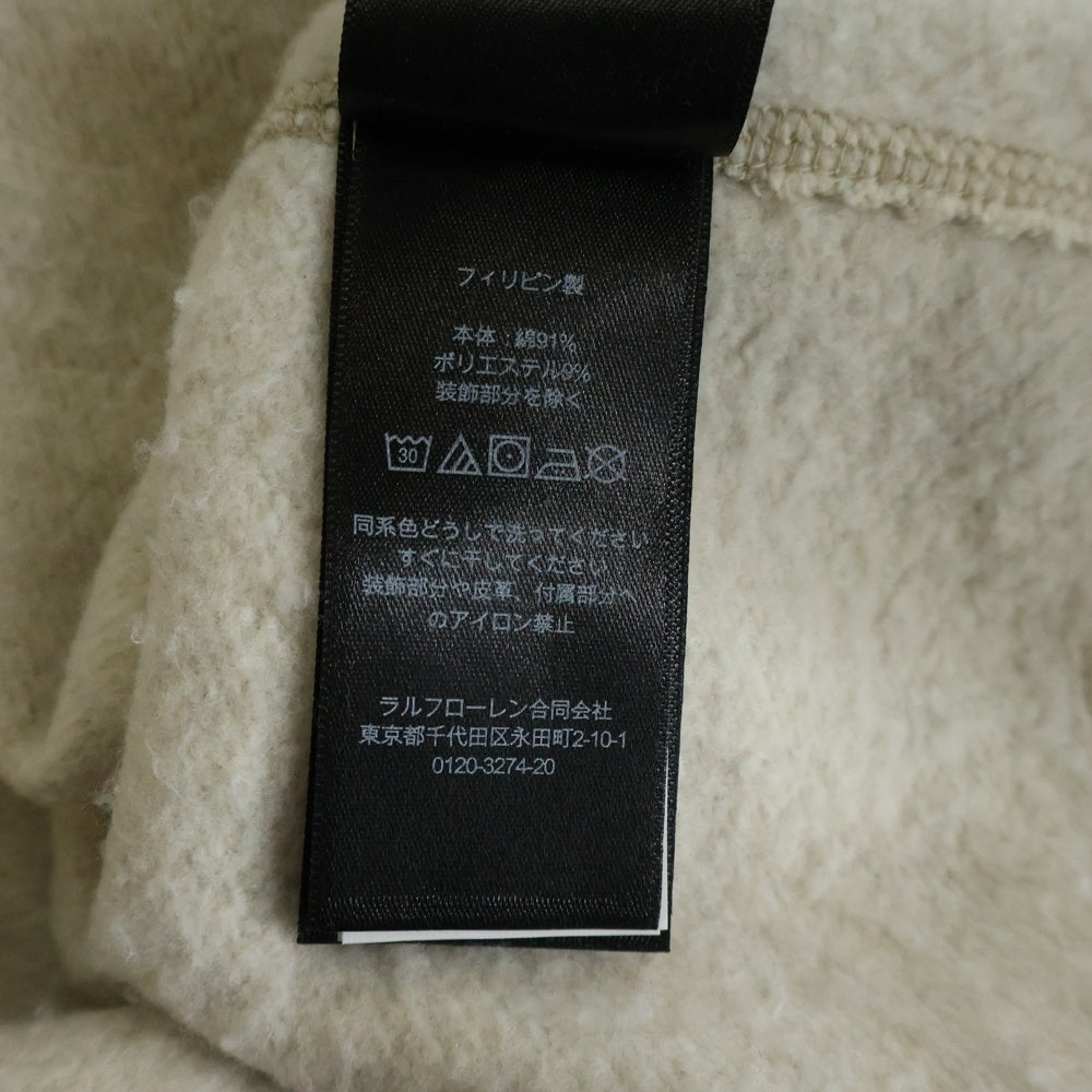 RRL(ダブルアールエル) LOGO FLEECE SWEATSHIRT ロゴプリント ヴィンテージ加工 フリース スウェットトレーナー 裏起毛 アイボリー