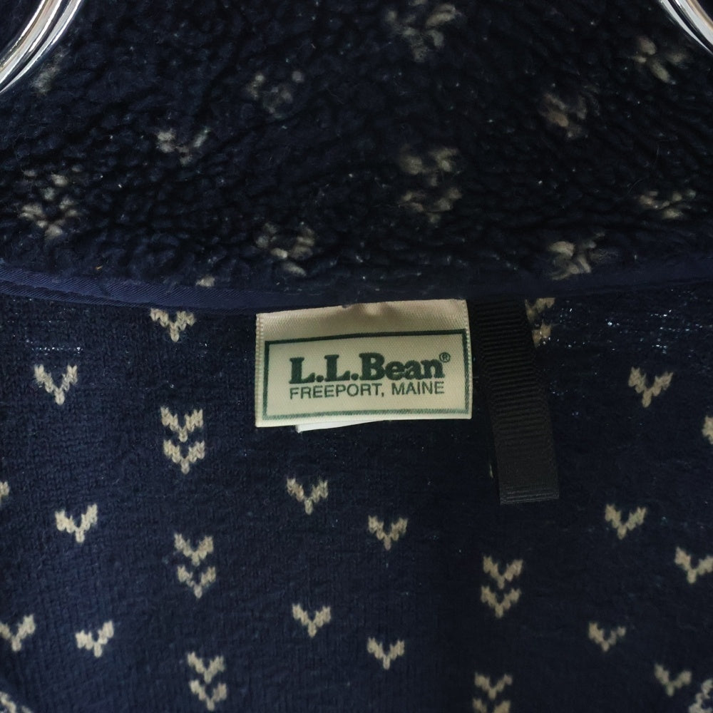 L.L.Bean(エルエルビーン) 80S VINTAGE 総柄 ドローコード付き バーズアイ フリース ジャケット ネイビー