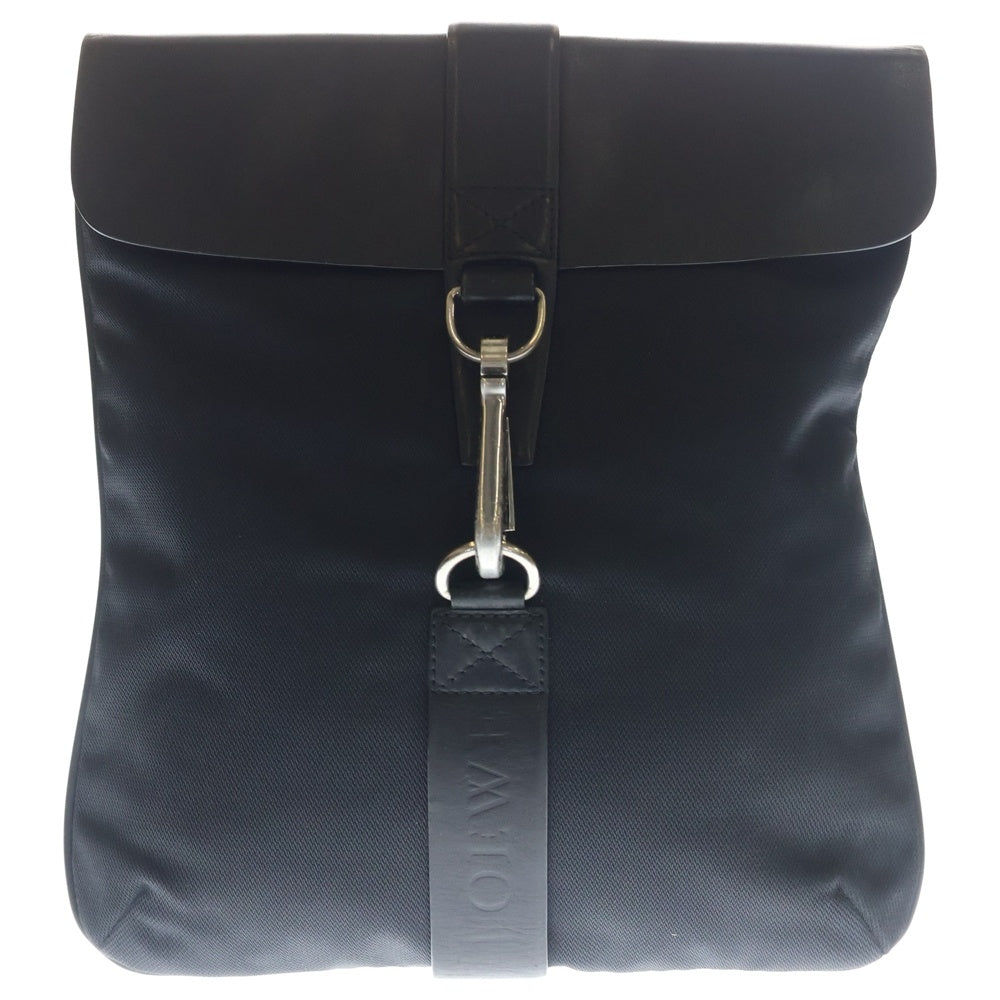 LOEWE(ロエベ) フロントロゴ レザーフラップ ショルダーバッグ ブラック レディース