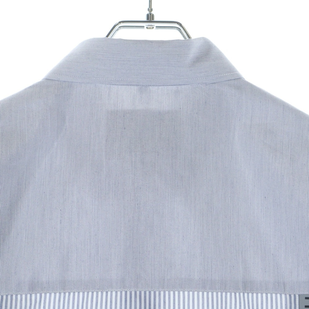WTAPS(ダブルタップス) 24SS BD 01 /LS / CTPL. BROADCLOTH. TEXTILE. テキシタイルロゴプリント ドッキング 長袖ストライプシャツ ホワイト/グレー 241TQDT-SHM01