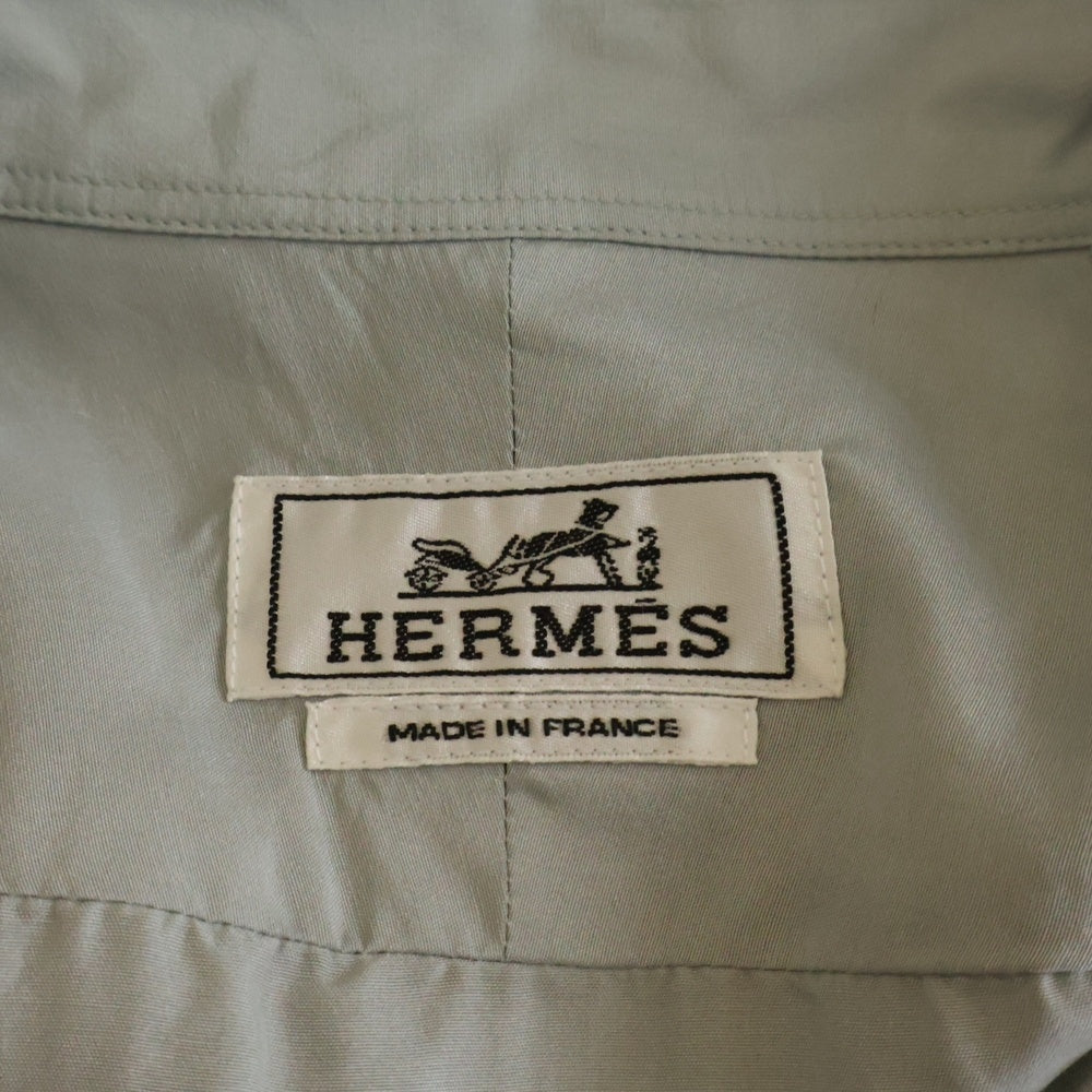 HERMES(エルメス) レギュラーカラー ロングスリーブ シルクシャツ ブルー