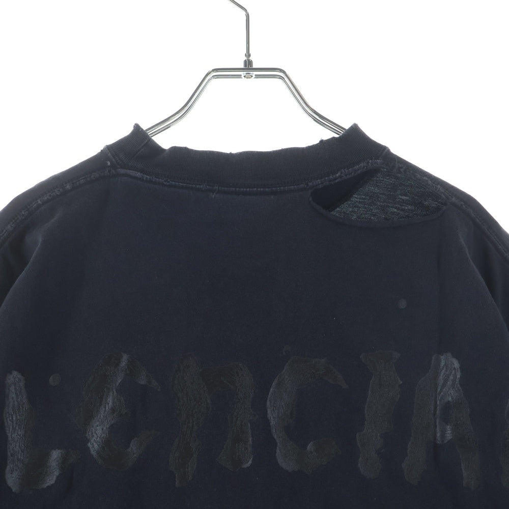 BALENCIAGA(バレンシアガ) ブランドロゴ バックプリント クルーネック 半袖Tシャツカットソー ブラック 787349 TRVT9