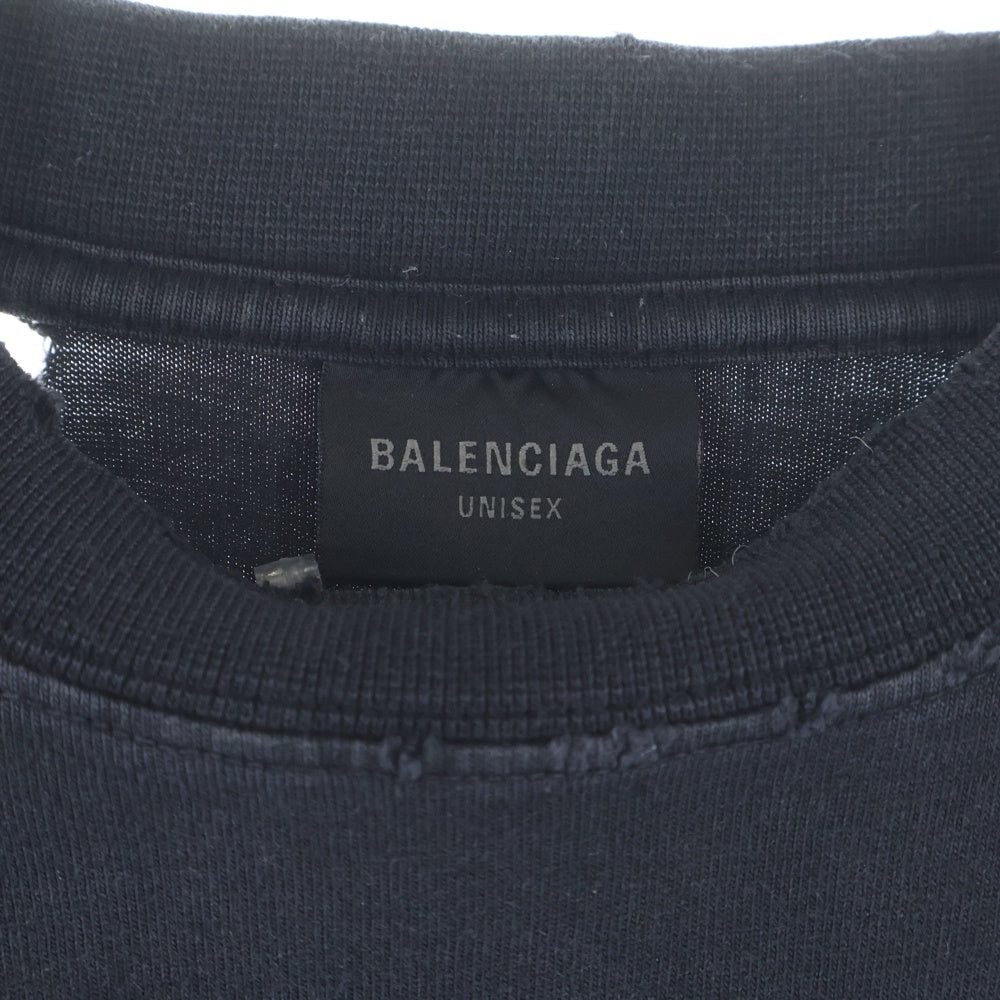 BALENCIAGA(バレンシアガ) ブランドロゴ バックプリント クルーネック 半袖Tシャツカットソー ブラック 787349 TRVT9