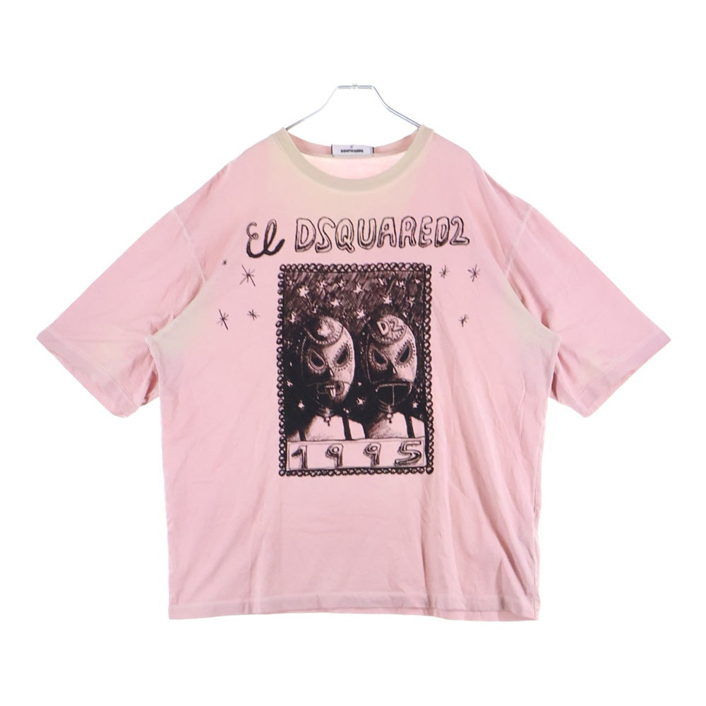 DSQUARED2(ディースクエアード) 26SS フロントデザインプリント クルーネック 半袖Tシャツカットソー ピンク S71GD1555 D20035