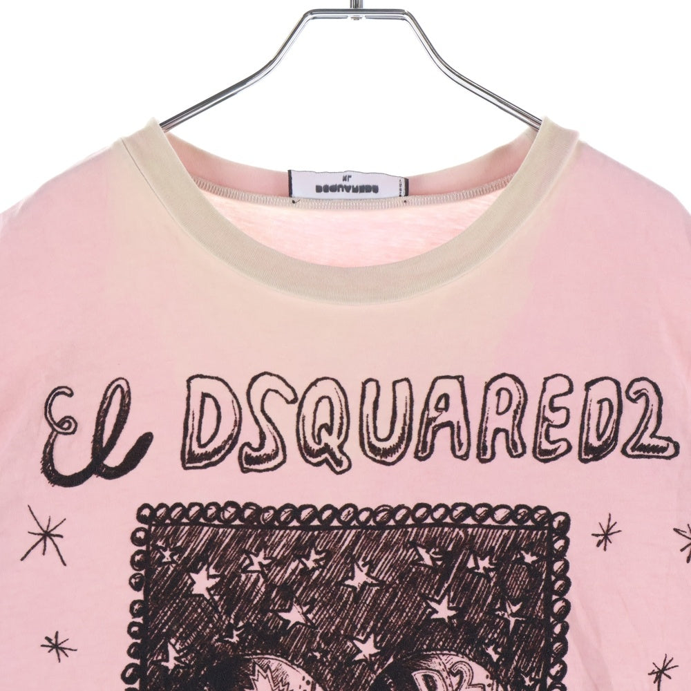 DSQUARED2(ディースクエアード) 26SS フロントデザインプリント クルーネック 半袖Tシャツカットソー ピンク S71GD1555 D20035