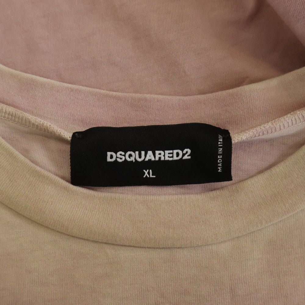 DSQUARED2(ディースクエアード) 26SS フロントデザインプリント クルーネック 半袖Tシャツカットソー ピンク S71GD1555 D20035