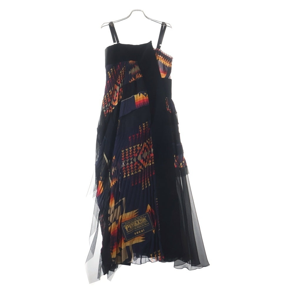 Sacai(サカイ) ×PENDLETON ペンドルトン ノースリーブ プリーツワンピース ドレス レディース マルチカラー 19-04233