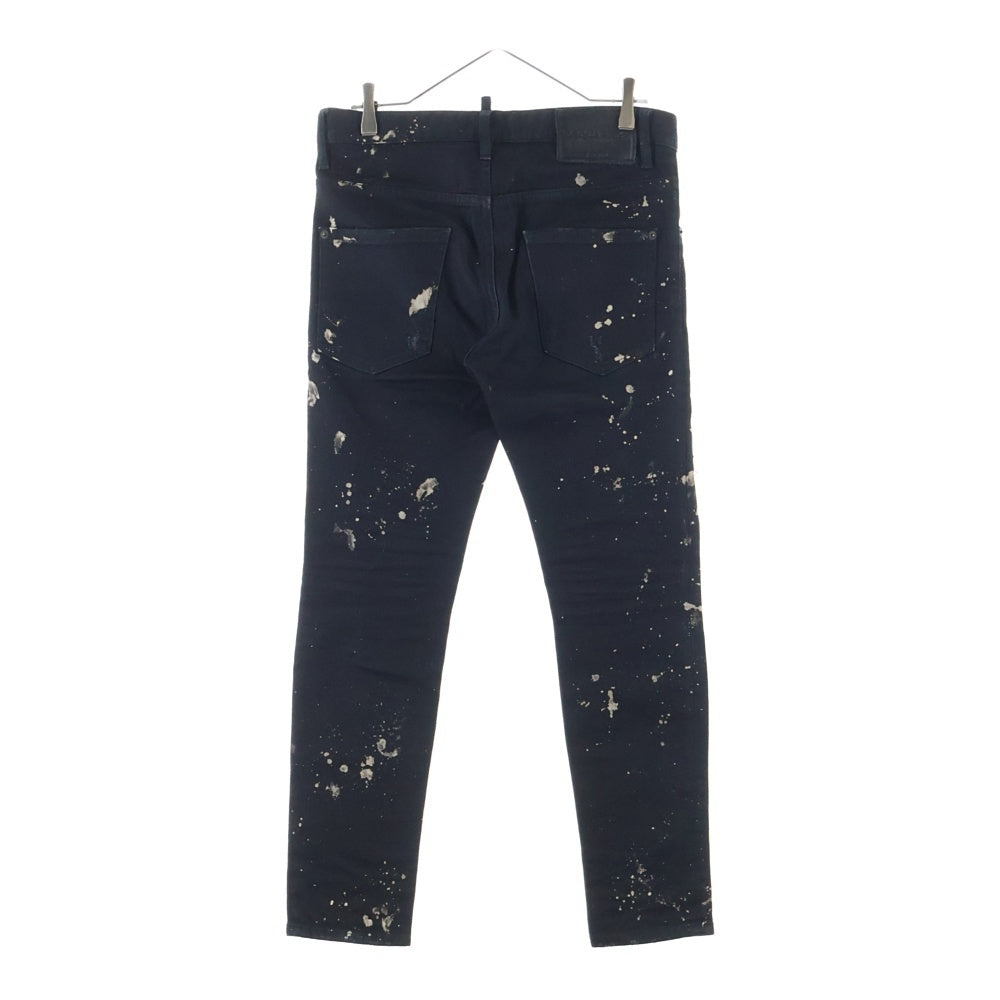 DSQUARED2(ディースクエアード) ペイント加工 スリムストレート デニムパンツ ブラック 71LB028130564
