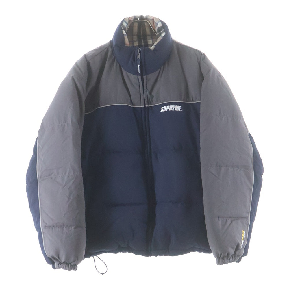 SUPREME(シュプリーム) 24AW Reversible Puffer Jacket 裏地チェック パファー リバーシブル ダウンジャケット ネイビー/グレー