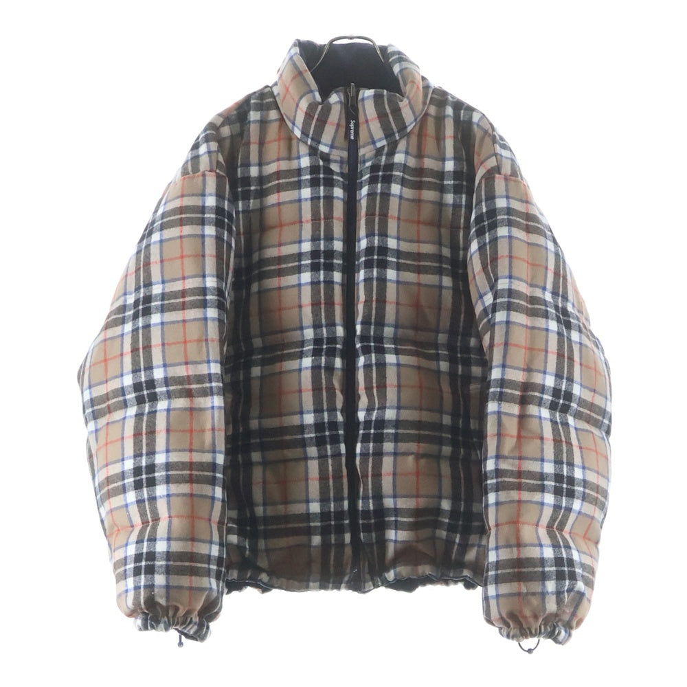 SUPREME(シュプリーム) 24AW Reversible Puffer Jacket 裏地チェック パファー リバーシブル ダウンジャケット ネイビー/グレー