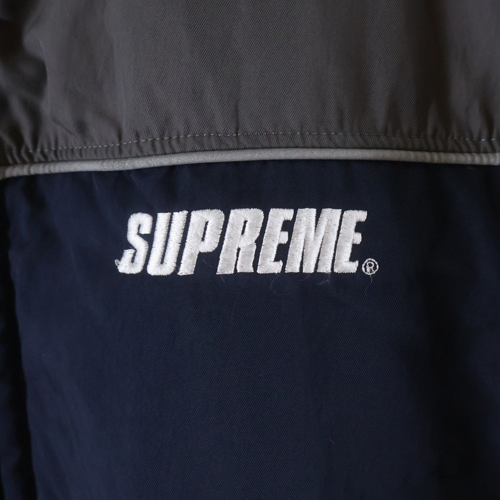 SUPREME(シュプリーム) 24AW Reversible Puffer Jacket 裏地チェック パファー リバーシブル ダウンジャケット ネイビー/グレー